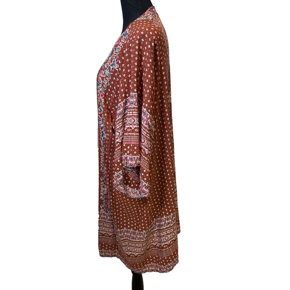 Angie Kimono Women's Size Large Floral Open Front Boho Hippie Chic Preppy - Picture 4 of 11